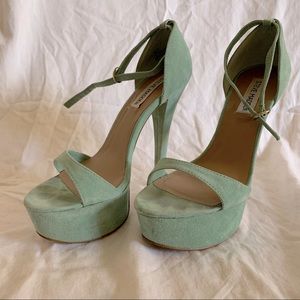 Seafoam Platform Suede Heels